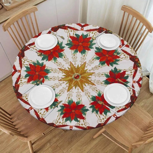 God Jul Duk Hellebore Blommor Julstjärna Röda Bär Xmas Duk Dekorativt för Holiday Home Party Bröllop Style 11 Suitable 140cm table
