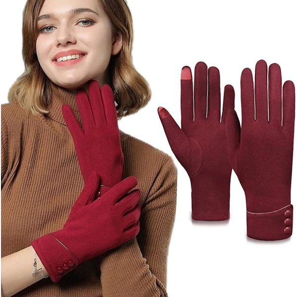 Kvinnors pekskärmstelefon Fleece vindtäta handskar Vintervarmt slitage