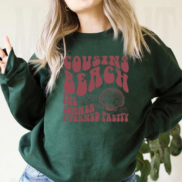 Cousins ​​Beach Sweatshirt Retro Sommaren jag blev söt Cousins ​​Beach North Carolina Hoodie Jeremiah Fisher Tv Show Sweatshirt Burgundy XL