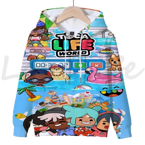 Toca Life World Luvtröjor för pojkar Flickor Långärmade tröjor Barn Sportkläder Barn Tecknade tröjor Hösttröjor Sudadera 18 kids-100(3T)