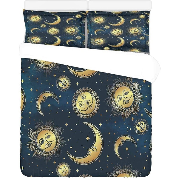 3- set sängset Boho Sun Moon Stars Cover med 2 örngott för hemsängrumsdekoration