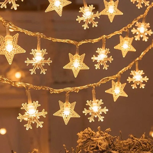 Snowflake LED String Lights God Jul Hemdekorationer 2023 Julgransprydnader Julklappar Nytt År 2024 5 2M 10LED