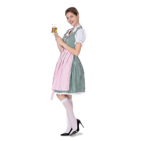 Kvinnors Oktoberfest-dräkt tysk Dirndl-klänning Kostymklänning Bayersk karnevalsfest, 100 % ny Green 3XL