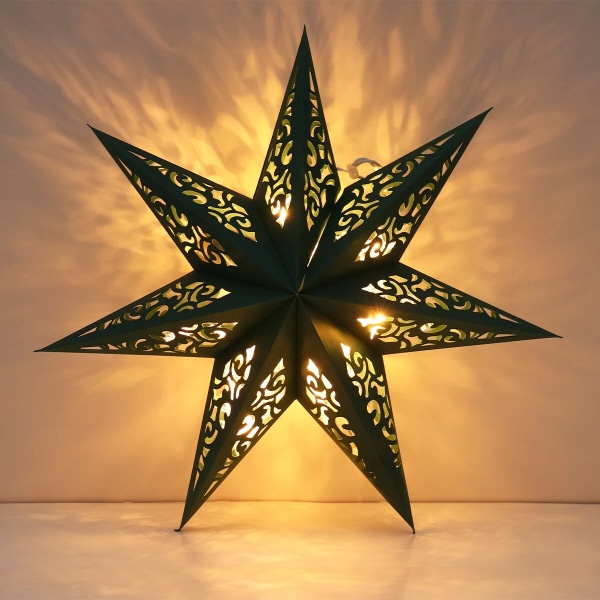 45cm Hollow Out Star Party Ljus Fönstergaller Papper Lykta Stjärnor Lampskärm Trädgårdshängande dekoration för julfest 2023 1