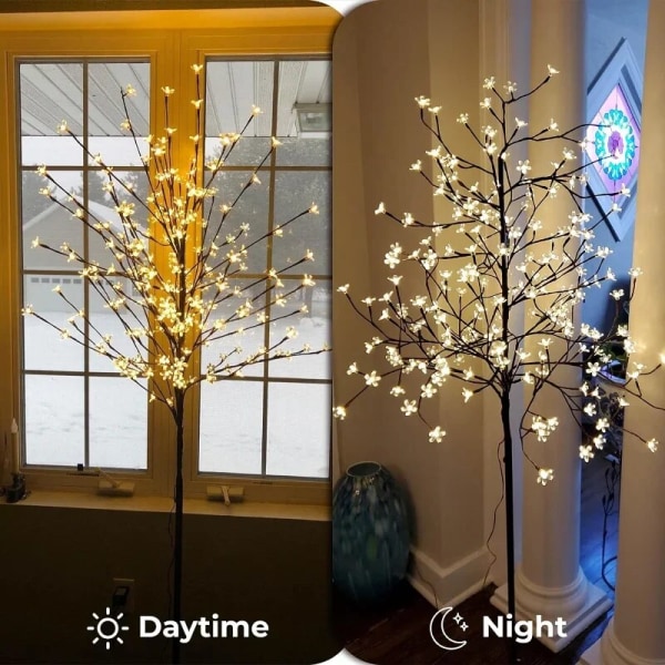 6 FT förbelyst körsbärsblomningsträd med 208 LED-lampor för julpynt för hemmafestivalfest