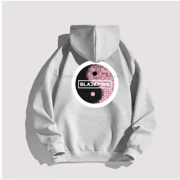 Svart ROSA Hoodie Man Dam Bomullströja Print Tai Chi Tide Brand Huva Blomma Korea Streetwear Fleece Casual lösa kläder L