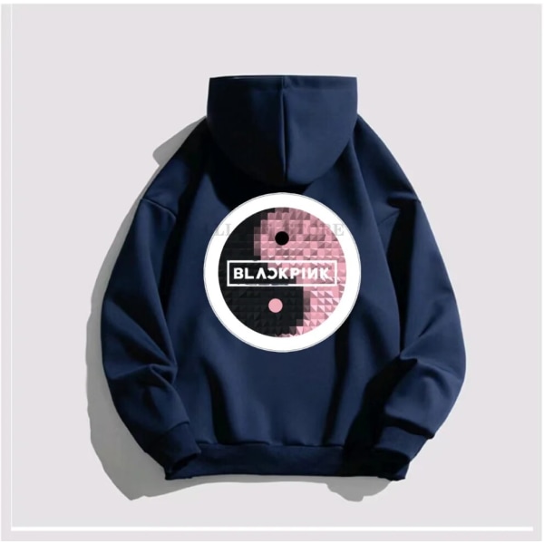 Svart ROSA Hoodie Man Dam Bomullströja Print Tai Chi Tide Brand Huva Blomma Korea Streetwear Fleece Casual lösa kläder L