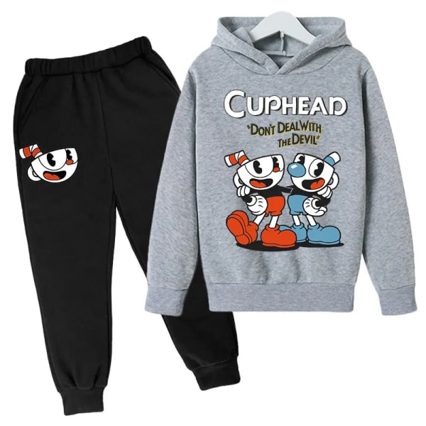 Kids Game Cuphead hoodie bomull Barn hoodies byxor tvådelade barnkläder set 4-14 år barn kläder Barn hoodies 1 11T-12T