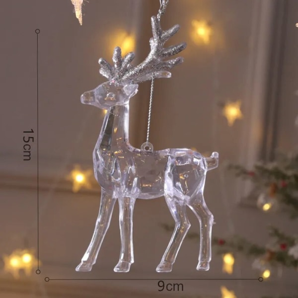 15 cm Christmas Snowflake Piece Xmas Tree Hängen Noel Crystal Deer Krans Hängande prydnader God Jul Dekor för hemmet 2023 F