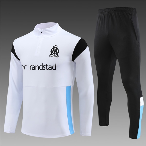 Ny Marseille vit [färgmatchning] tröja höst och vinter fotboll halvdrag träningsdräkt L