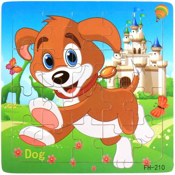 Nytt 20-bitars Montessori 3d-pussel Tecknad Djurfordon Jigsaw Träpusselspel Tidig inlärning Pedagogiska leksaker för barn Dog