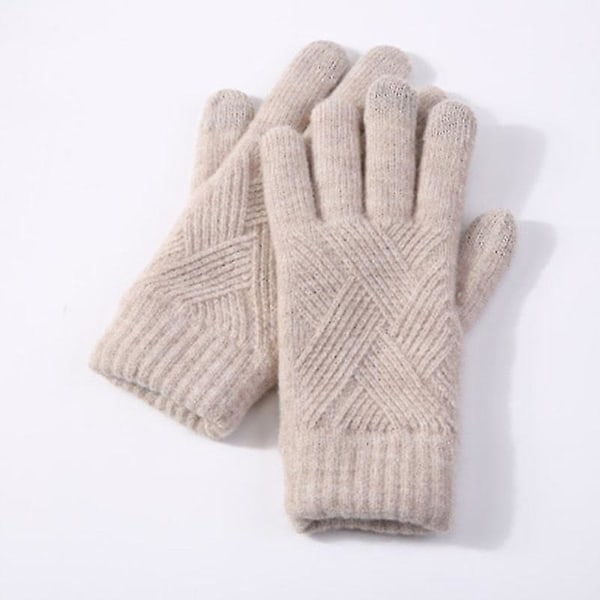 Kvinna Vinter Varmstickade Full Finger Handskar Herr Solid Woolen Touch Screen S-xl Style7