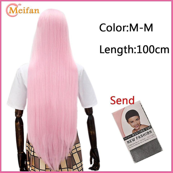 Meifan lång rak Lolita 100 cm peruk syntetiskt hår Anime C M