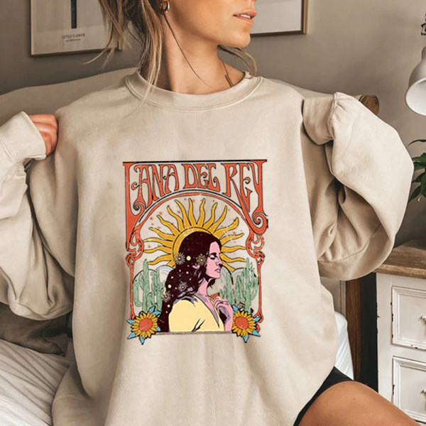 90-tals retro sweatshirt Streetwear Lana Del Rey Vintage Estetisk hoodie Music Tour Shirt Dam Höst Vinter Trendiga toppar Dark Grey S