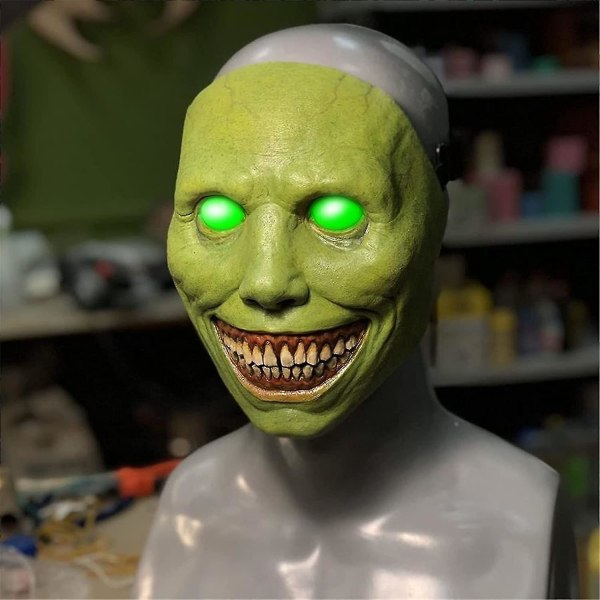 Led Halloween Skräckmask Cosplay Skrämmande Smiley Face Demon Mask Skrämmande Green Without LED