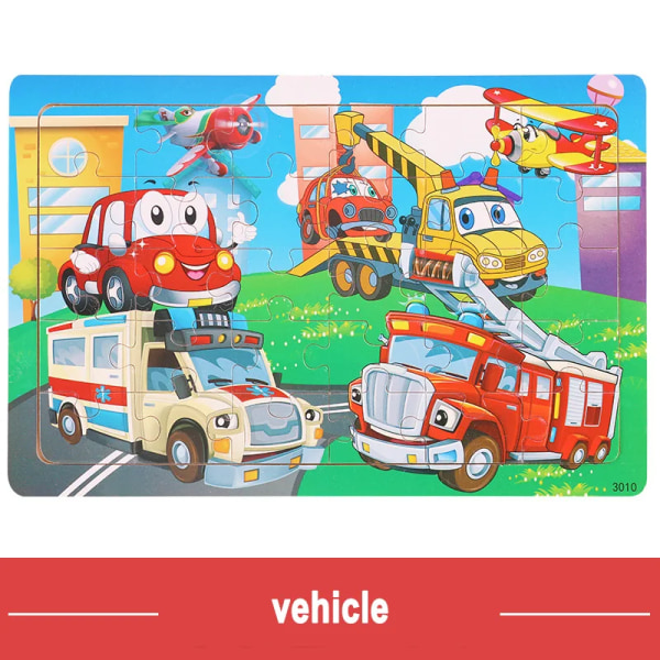 Pusselspel för fordon för trädjur för barn Jigsaw Baby Early Learning Pedagogiska leksaker för barn vehicle