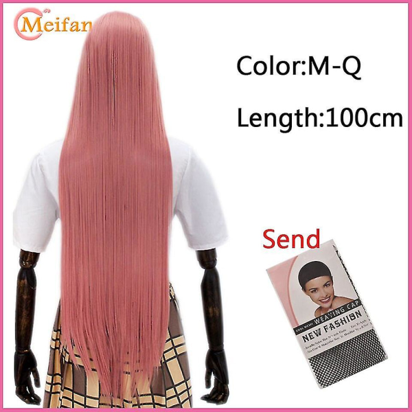 Meifan lång rak Lolita 100 cm peruk syntetiskt hår Anime C Q
