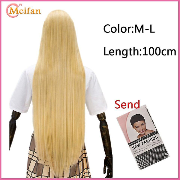Meifan lång rak Lolita 100 cm peruk syntetiskt hår Anime C L