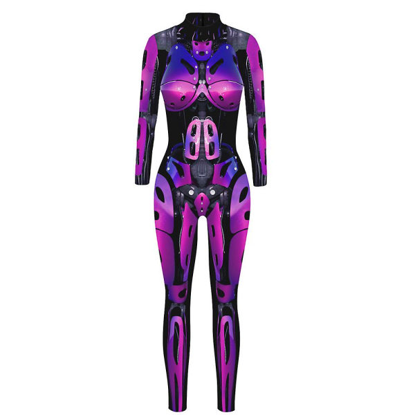 Robot Punk Jumpsuit Catsuit Sexiga Kvinnor Cosplay Kostymer Cyberpunk Zentai Halloween Bodysuit_ai 5 L