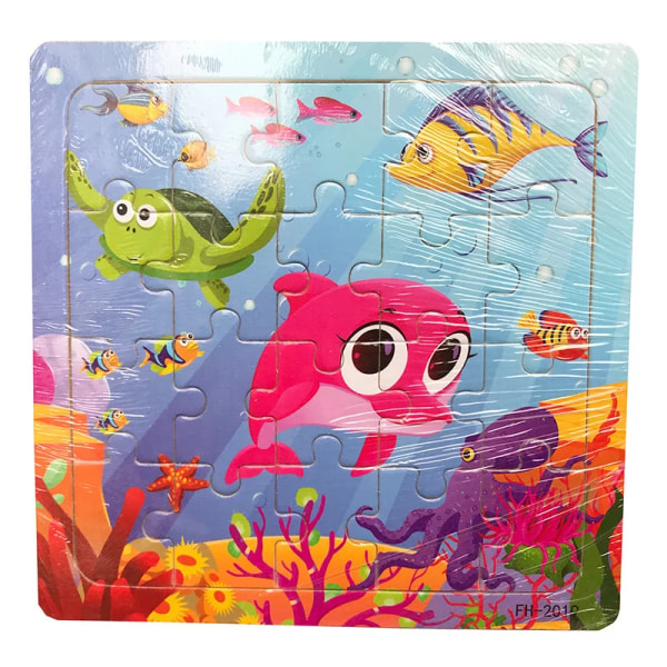 Nytt 20-bitars Montessori 3d-pussel Tecknad Djurfordon Jigsaw Träpusselspel Tidig inlärning Pedagogiska leksaker för barn Ocean creatures