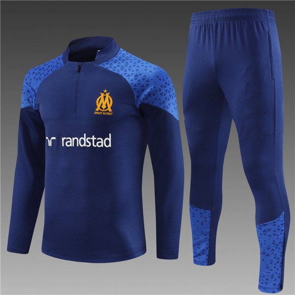 Ny Marseille kungsblå tröja höst och vinter fotboll halvdrag träningsdräkt M