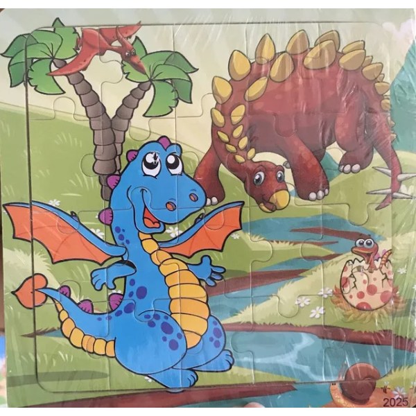Nytt 20-bitars Montessori 3d-pussel Tecknad Djurfordon Jigsaw Träpusselspel Tidig inlärning Pedagogiska leksaker för barn Dinosaur