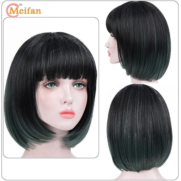 Meifan Synthetic Short Bob Cosplay Anime Peruk Med Bangs För 9291