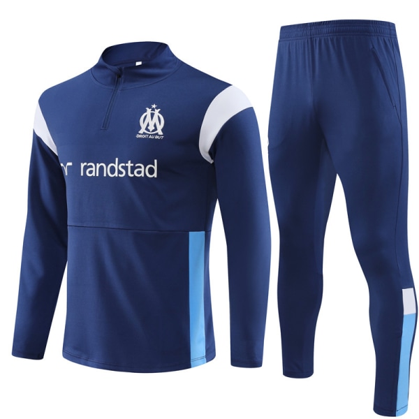 Ny Marseille kungblå [färgmatchning] tröja höst och vinter fotboll halvdrag träningsdräkt XXL