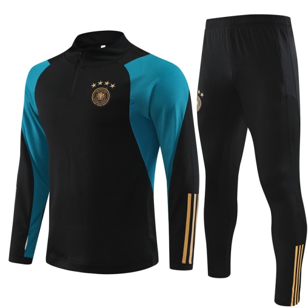 Ny tysk svart tröja höst och vinter fotboll halvdrag träningsdräkt L