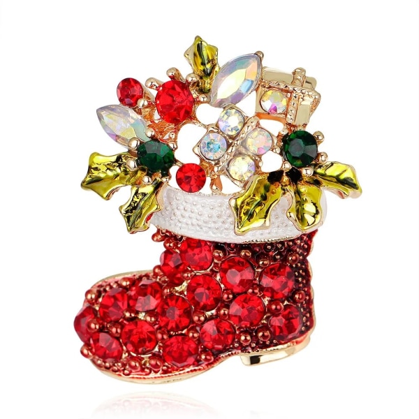 Lyx utsökt julbroscher Pin Snowman Santa Claus Boot Garland Mode Smycken Presentdekoration style 29