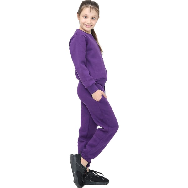 Barn Unisex Sweatshirt Set för enkel träningsoverall Purple 7-8 Years