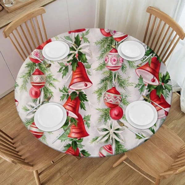 God Jul Duk Hellebore Blommor Julstjärna Röda Bär Xmas Duk Dekorativt för Holiday Home Party Bröllop Style 1 Suitable 150cm table