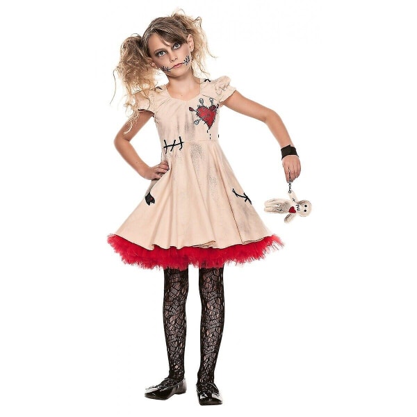 Voodoo dockadräkt Halloween-pyntklänning för barn S