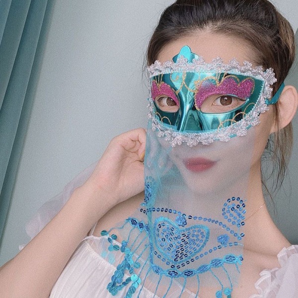 Slöjdmask för vuxna och barn, antika halloween-maskerade barrekvisita med halvansikte blue