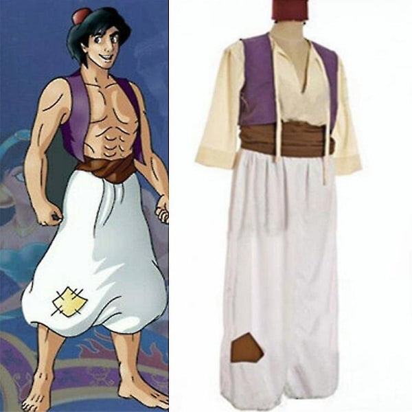 Män Arabisk Prins Aladdin Genie Cosplay Kostym Party Fancy Dress Up XL