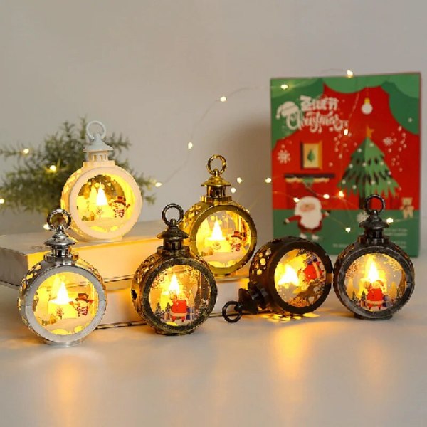 Christmas Led Candle Light Bärbar jullykta Santa Claus Snowman Retro Candle Flameless Led Christmas Candle Light A