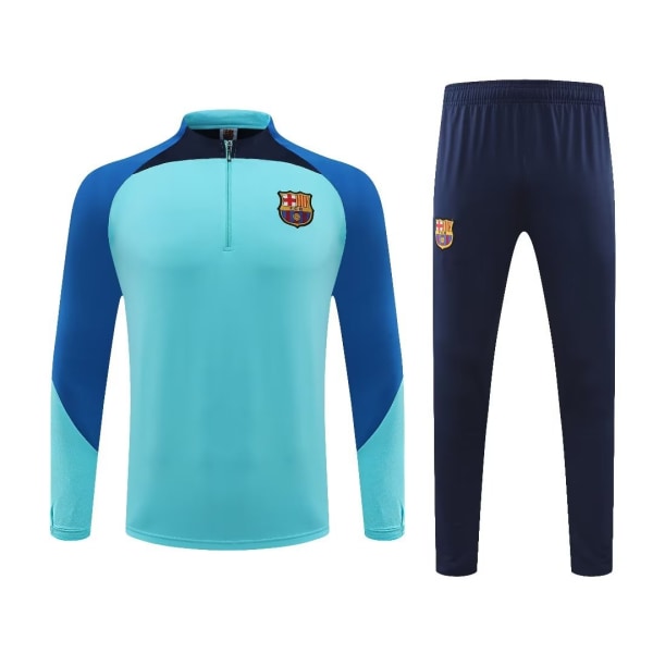 Långärmad fotbollströja herr Barcelona blå fotbollsträningskläder barca blue XL