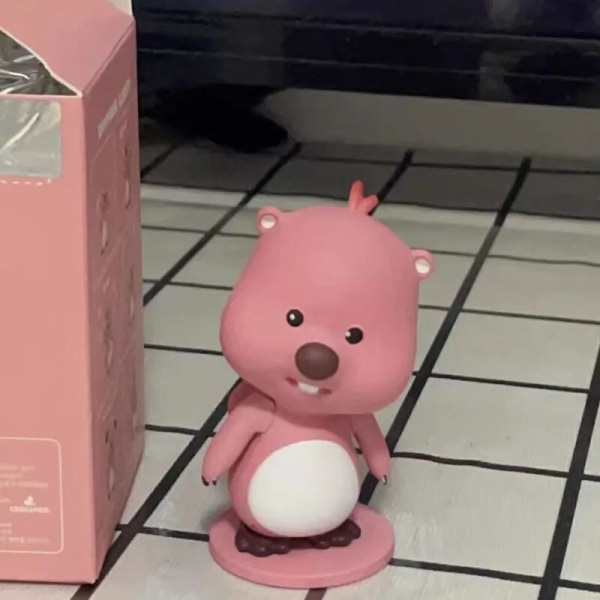 Korea Zanmang Loopy Mystery Blind Box Kawaii Pink Beaver 6,5 cm PVC Action Figur Doll Leksaker Söt Loopy Room Bildekor Barnpresent C