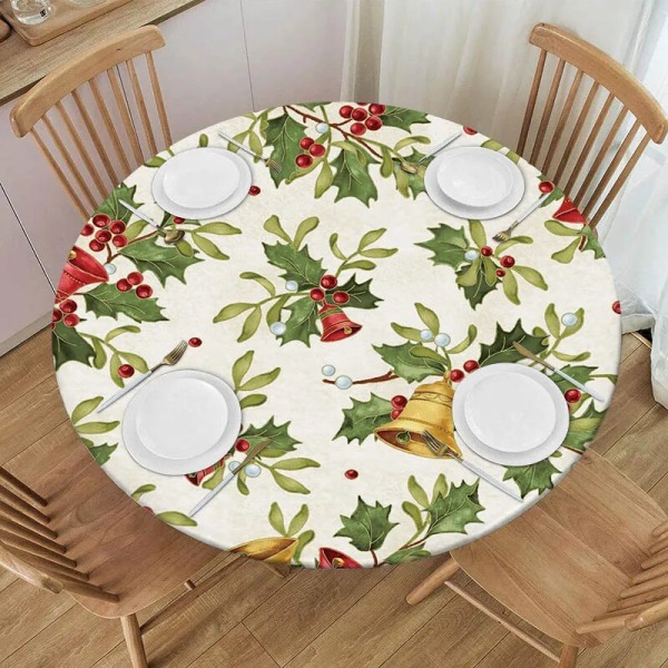 God Jul Duk Hellebore Blommor Julstjärna Röda Bär Xmas Duk Dekorativt för Holiday Home Party Bröllop Style 7 Suitable 100cm table