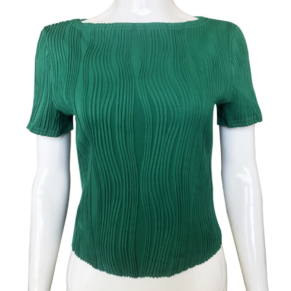 Upptäck ny höst OL temperament collage tröja långärmad rund halsad slim-fit dam T-shirt Dark green short sleeves L