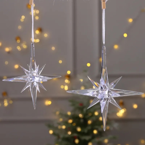 15 cm Christmas Snowflake Piece Xmas Tree Hängen Noel Crystal Deer Krans Hängande prydnader God Jul Dekor för hemmet 2023 H