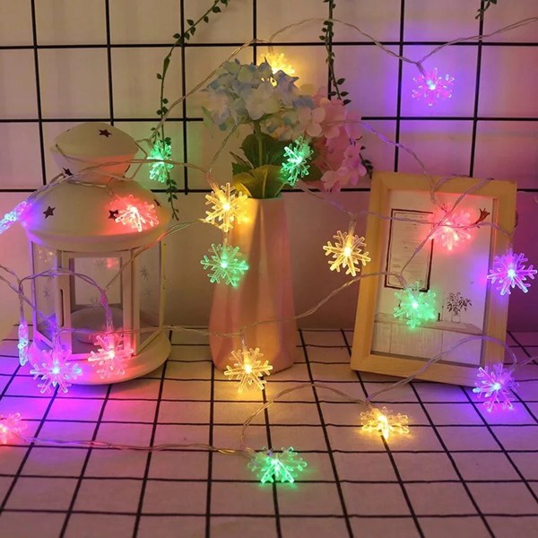 Snowflake LED String Lights God Jul Hemdekorationer 2023 Julgransprydnader Julklappar Nytt År 2024 3 5M 50LED