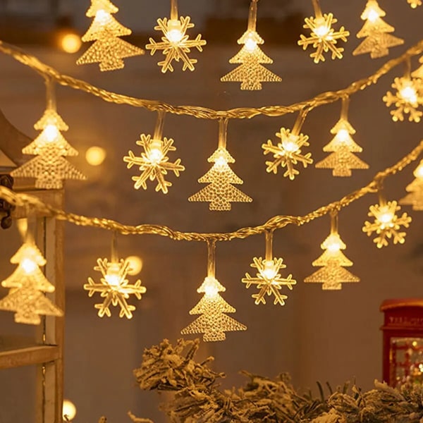 Snowflake LED String Lights God Jul Hemdekorationer 2023 Julgransprydnader Julklappar Nytt År 2024 2 5M 50LED
