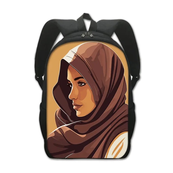 Muslimska islamiska Gril Eye Print Ryggsäck Kvinnor Män Blomma Hijab Facebook-väska Student Ryggsäck Laptop Daglig Ryggsäck 4