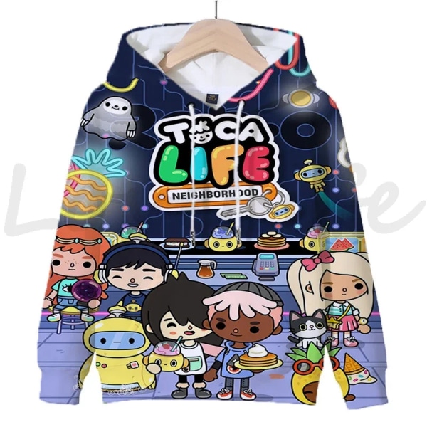 Toca Life World Luvtröjor för pojkar Flickor Långärmade tröjor Barn Sportkläder Barn Tecknade tröjor Hösttröjor Sudadera 12 kids-130(8T)