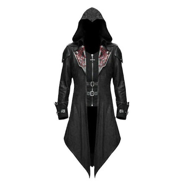 2023 New Medieval Assassin Game Assassins Creed Cosplay kostym Edward Streetwear Huvjacka Ytterkläder Halloween festkläder Black XL