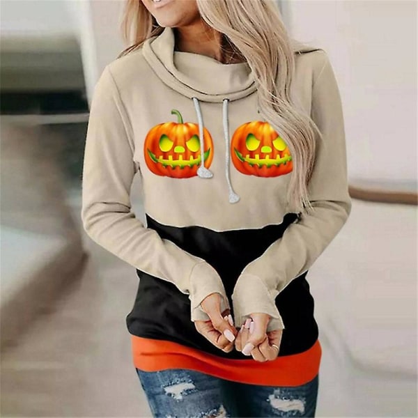 Kvinnor Halloween sweatshirts Pumpa Face Dans Skelettskjorta Långärmad tröja Rolig grafisk tröja style 8 S