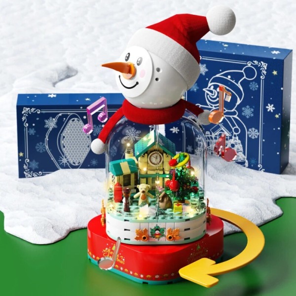 Christmas Building Block Series Leksaker Nyårspresenter Julgransbelysning Musikdosa Pussel DIY Montering Byggklossar snowman-220pcs