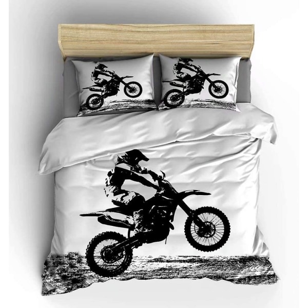 3d Racing Motorcykel Motocross Sängkläder Dirt Bike Xtreme Sports 3st cover , siluettbild Män Tonåringar Pojkar Barn Barn Cover