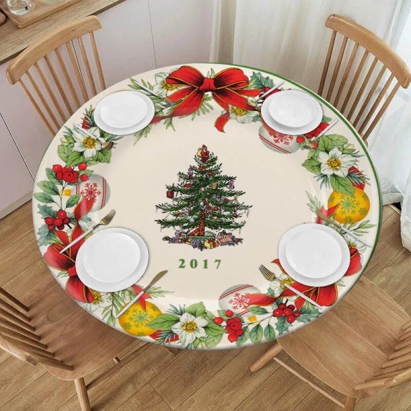 God Jul Duk Hellebore Blommor Julstjärna Röda Bär Xmas Duk Dekorativt för Holiday Home Party Bröllop Style 7 Suitable 100cm table